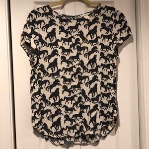 Gray and Off White Horse Heavier “Blousy” Material